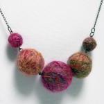 Unique Wool Beads Necklace - Mixed Colors