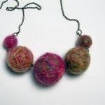 Unique Wool Beads Necklace - Mixed Colors
