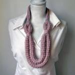 Dusty Pink Crocheted Wool Necklace - Aurora - Made..