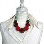 Wool Yarn Beads Necklace - Red, Mixed Colors And..