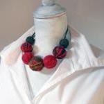 Wool Yarn Beads Necklace - Red, Mixed Colors And..
