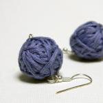 Periwinkle Cotton Yarn Beads Earrings - Ready To..