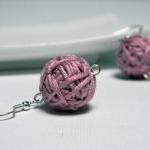 Dusty Pink Cotton Yarn Beads Earrings - Ready To..