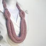 Dusty Pink Crocheted Wool Necklace Aurora - Made..