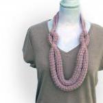 Dusty Pink Crocheted Wool Necklace Aurora - Made..