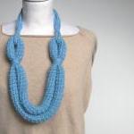 Sky Blue Crocheted Wool Yarn Necklace Aurora