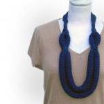 Navy Blue Crocheted Wool Necklace Aurora