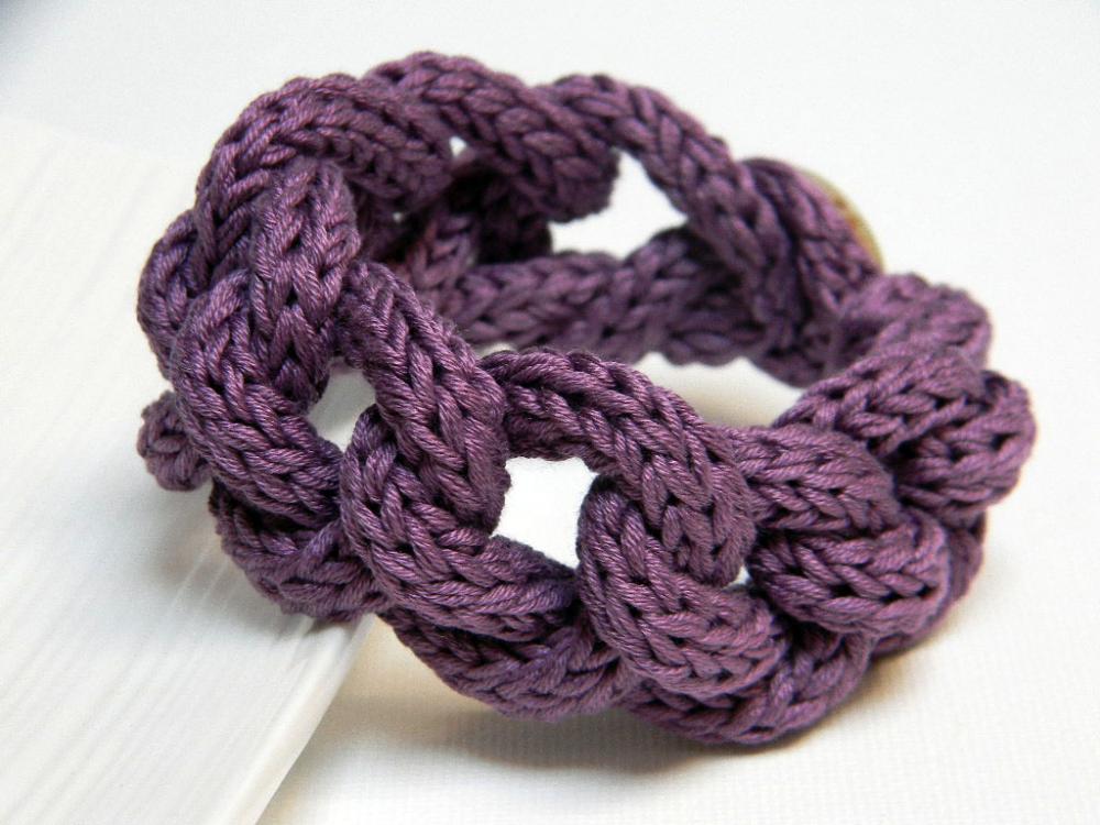Purple - Cotton Yarn Chain Bracelet - Ready To Ship